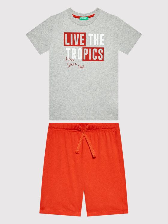 United Colors Of Benetton Комплект тишърт и панталонки 3096CK002 Сив Regular Fit за Момчета цена