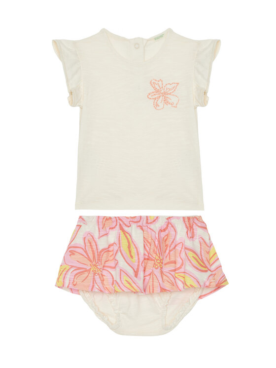 United Colors Of Benetton Комплект тишърт и панталонки 3O7SAK015 Бежов Regular Fit за Момичета цена