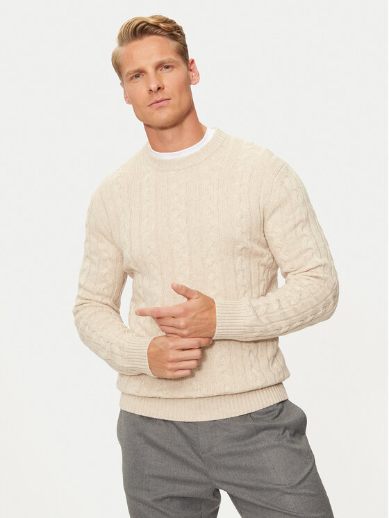United Colors Of Benetton Пуловер 1335U107G Бежов Regular Fit за Мъже цена