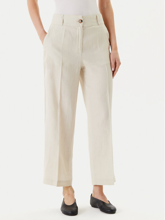 United Colors Of Benetton Текстилни панталони 4AGHDF06R Бежов Straight Fit за Жени цена