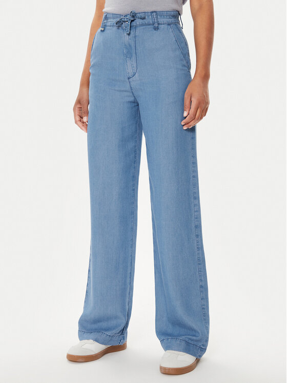 United Colors Of Benetton Текстилни панталони 4KHNDF065 Син Relaxed Fit за Жени цена