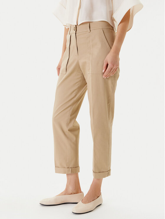 United Colors Of Benetton Текстилни панталони 4MVNDF08E Бежов Regular Fit за Жени цена