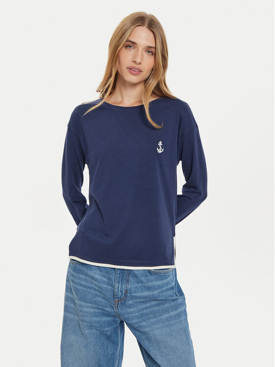 United Colors Of Benetton Тениска на пижама 3Y5E3M063 Тъмносин Regular Fit за Жени цена