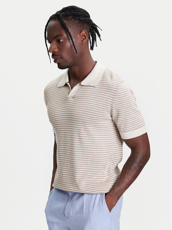 United Colors Of Benetton Тениска с яка и копчета 1094K301J Бежов Regular Fit за Мъже цена