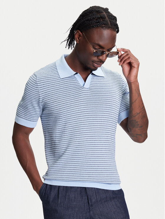 United Colors Of Benetton Тениска с яка и копчета 1094K301J Син Regular Fit за Мъже цена