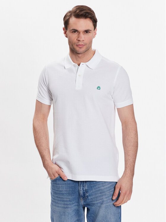 United Colors Of Benetton Тениска с яка и копчета 3089J3179 Бял Regular Fit за Мъже цена