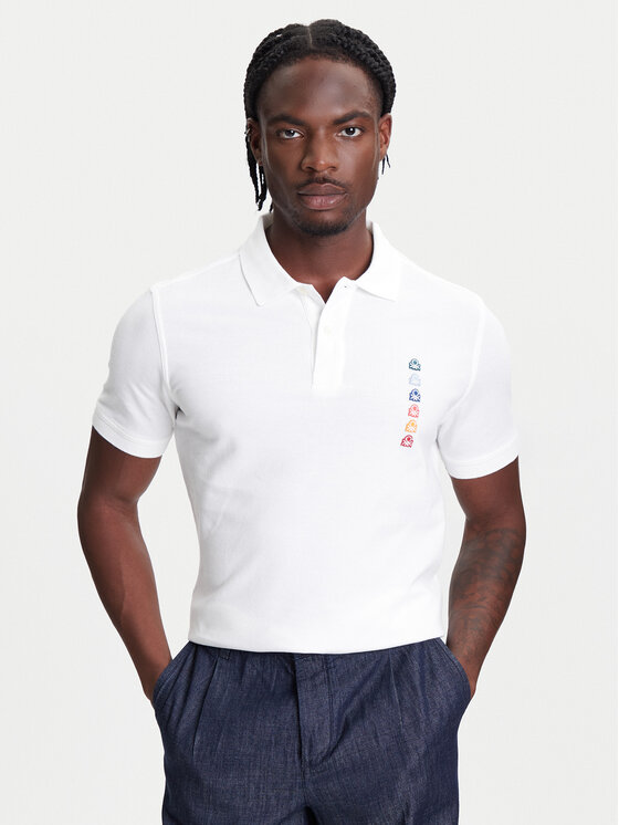 United Colors Of Benetton Тениска с яка и копчета 3089U302J Бял Regular Fit за Мъже цена