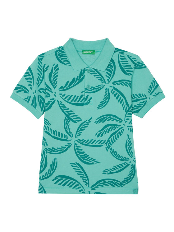 United Colors Of Benetton Тениска с яка и копчета 36Y4G300Y Зелен Regular Fit за Момчета цена