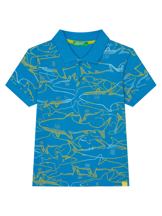 United Colors Of Benetton Тениска с яка и копчета 36Y4G300Y Син Regular Fit за Момчета цена