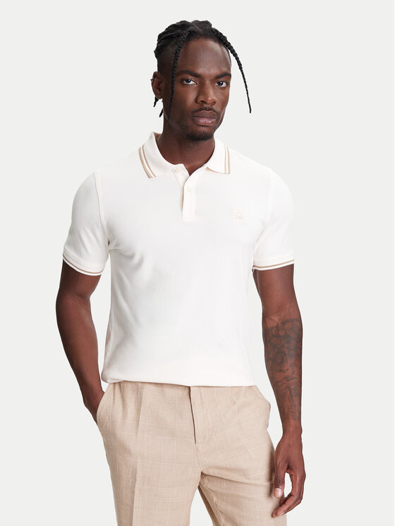 United Colors Of Benetton Тениска с яка и копчета 3F9HU302E Бежов Regular Fit за Мъже цена