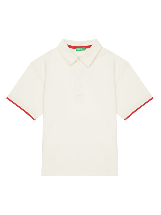 United Colors Of Benetton Тениска с яка и копчета 3MI5C301U Бежов Relaxed Fit за Момчета цена