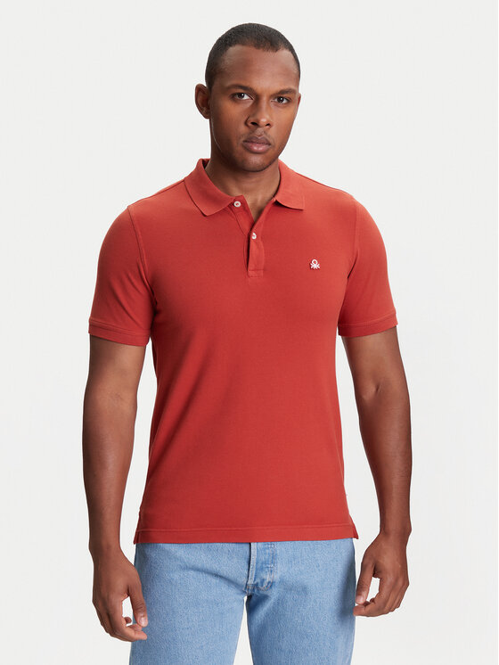 United Colors Of Benetton Тениска с яка и копчета 3WG9U301Z Червен Slim Fit за Мъже цена
