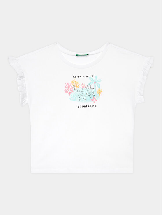 United Colors Of Benetton Тишърт 3096G1093 Бял Regular Fit за Момичета цена