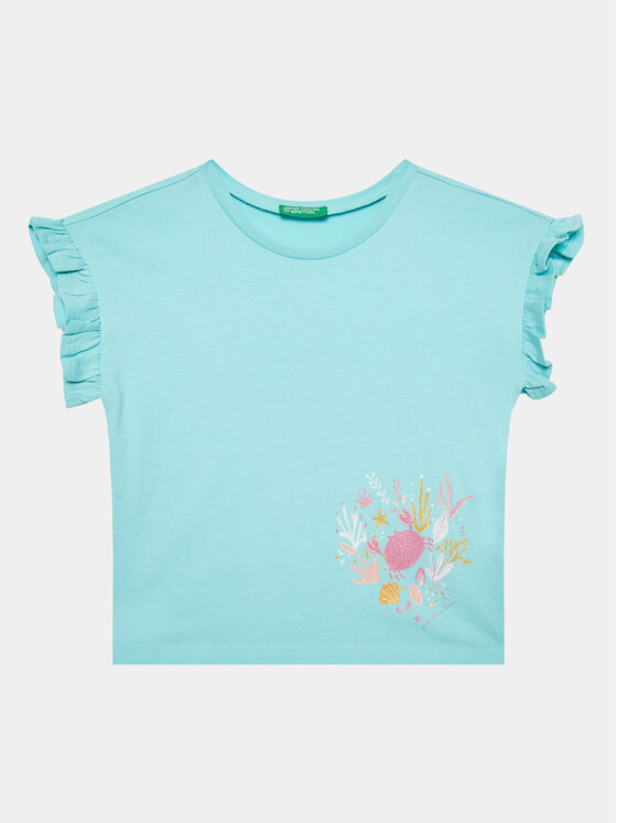 United Colors Of Benetton Тишърт 3096G1093 Син Regular Fit за Момичета цена