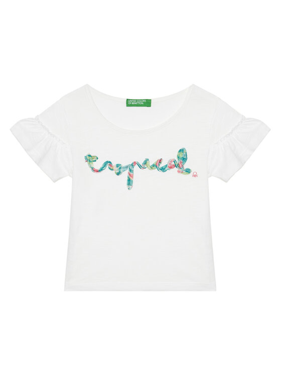 United Colors Of Benetton Тишърт 38V4G10JI Бял Regular Fit за Момичета цена