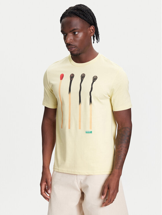 United Colors Of Benetton Тишърт 3BL0U10AG Бежов Relaxed Fit за Мъже цена