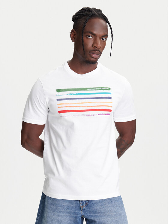 United Colors Of Benetton Тишърт 3BL0U10AG Бял Relaxed Fit за Мъже цена