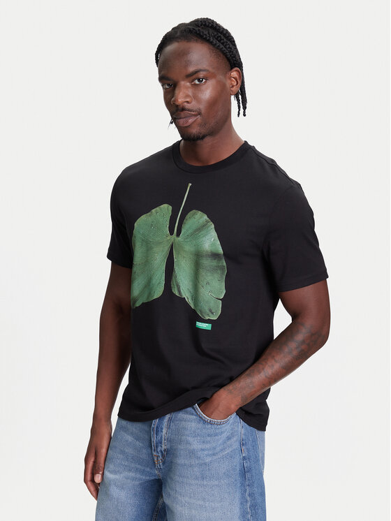 United Colors Of Benetton Тишърт 3BL0U10AG Черен Relaxed Fit за Мъже цена