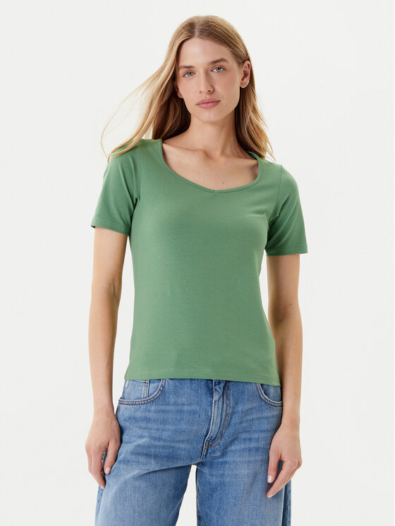 United Colors Of Benetton Тишърт 3FJHD401P Зелен Slim Fit за Жени цена