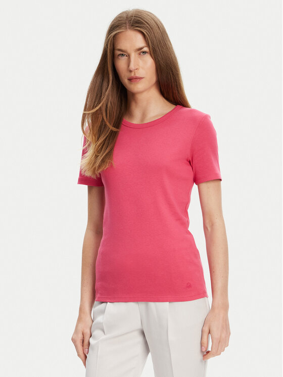 United Colors Of Benetton Тишърт 3GA2E16A0 Розов Regular Fit за Жени цена