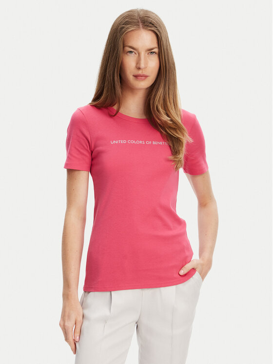 United Colors Of Benetton Тишърт 3GA2E16A2 Розов Regular Fit за Жени цена