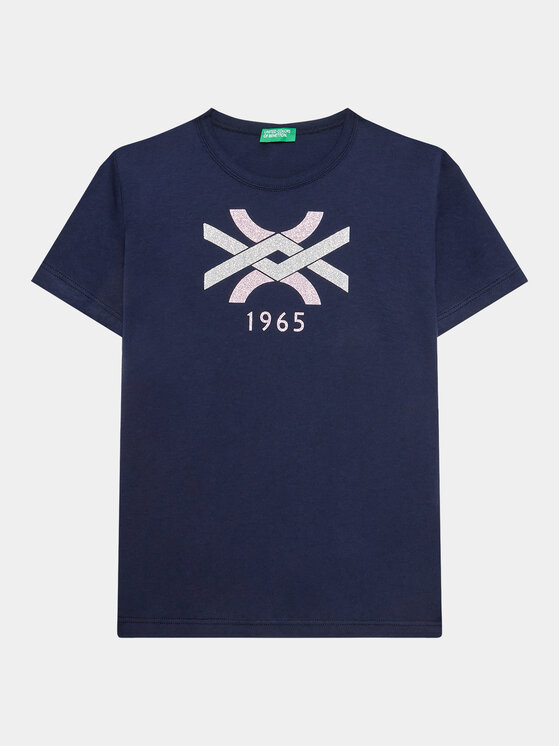 United Colors Of Benetton Тишърт 3I1XC10D1 Тъмносин Regular Fit за Момичета цена