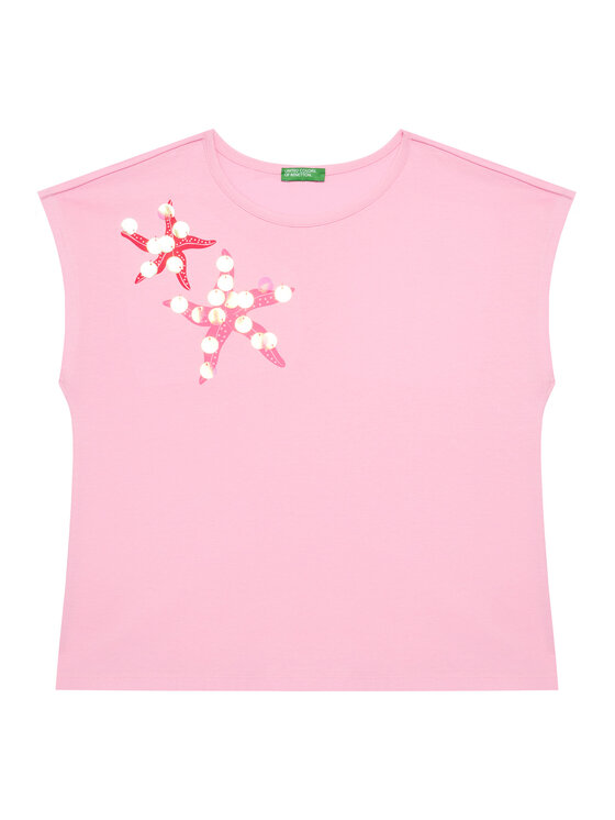 United Colors Of Benetton Тишърт 3I1XC10P0 Розов Regular Fit за Момичета цена