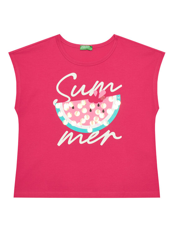 United Colors Of Benetton Тишърт 3I1XC10P0 Розов Regular Fit за Момичета цена