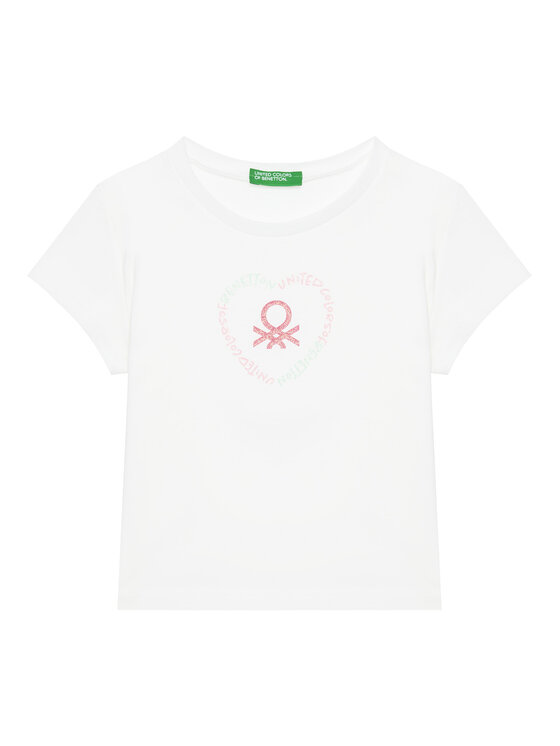 United Colors Of Benetton Тишърт 3I1XG10HU Бял Regular Fit за Момичета цена