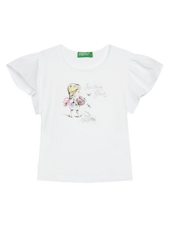 United Colors Of Benetton Тишърт 3I1XG10IU Бял Regular Fit за Момичета цена