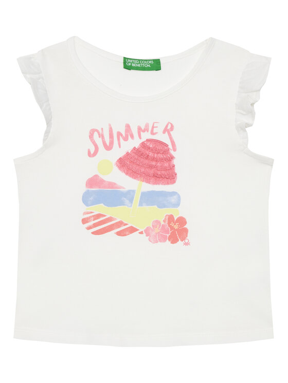 United Colors Of Benetton Тишърт 3I1XG10JK Бял Regular Fit за Момичета цена