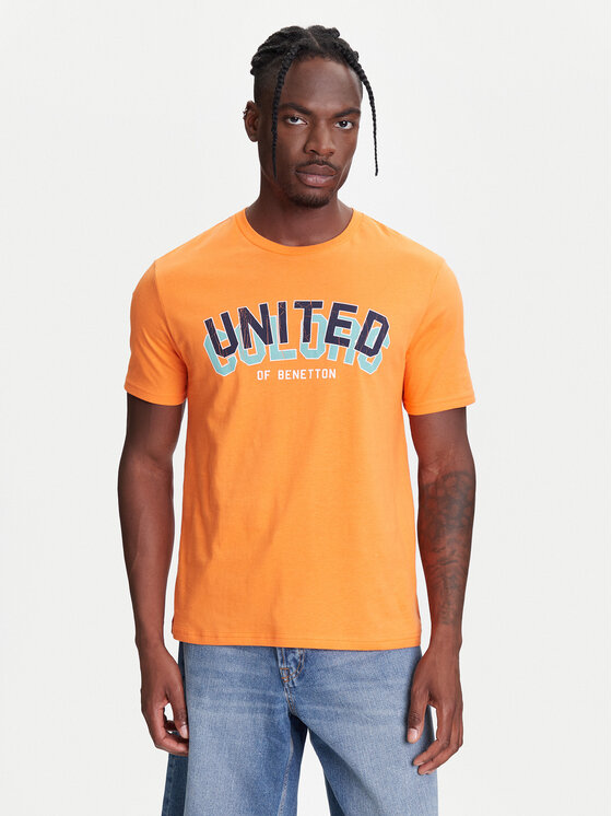 United Colors Of Benetton Тишърт 3I1XU1096 Оранжев Regular Fit за Мъже цена