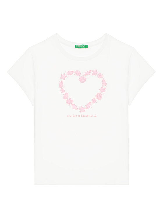United Colors Of Benetton Тишърт 3JERG10J3 Бял Regular Fit за Момичета цена