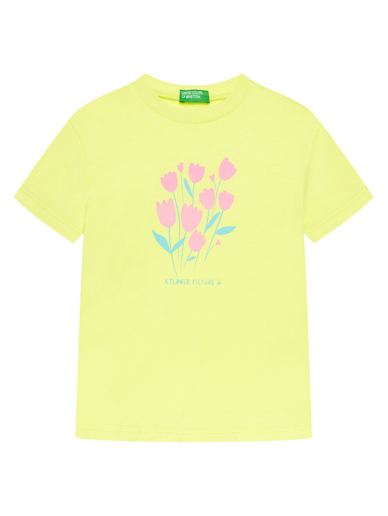 United Colors Of Benetton Тишърт 3JERG10J3 Жълт Regular Fit за Момичета цена