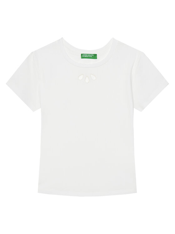 United Colors Of Benetton Тишърт 3P4ZC10O0 Бял Slim Fit за Момичета цена