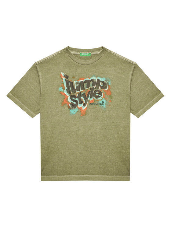 United Colors Of Benetton Тишърт 3PCMC10N7 Зелен Regular Fit за Момчета цена