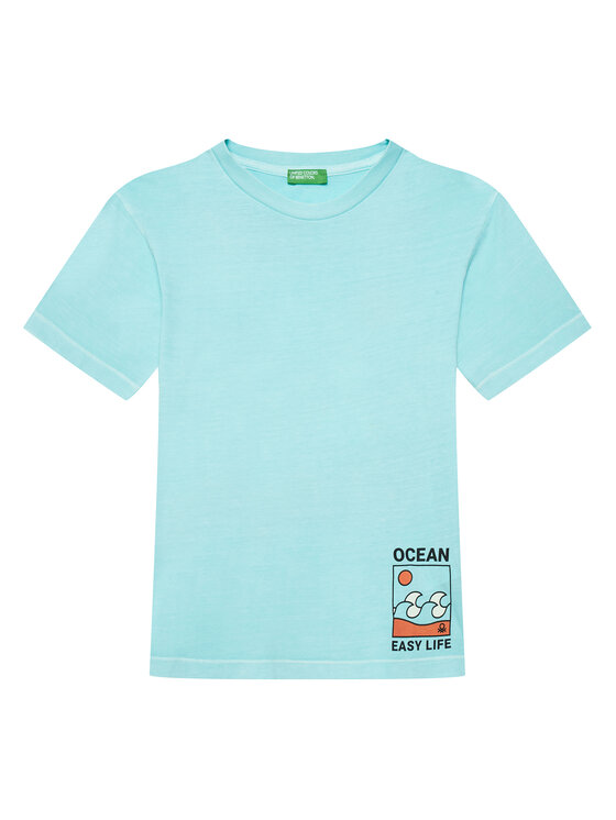 United Colors Of Benetton Тишърт 3PCMC10N7 Син Regular Fit за Момчета цена