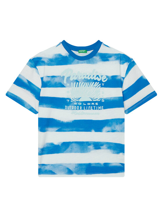 United Colors Of Benetton Тишърт 3SL3C10P5 Син Oversize за Момчета цена