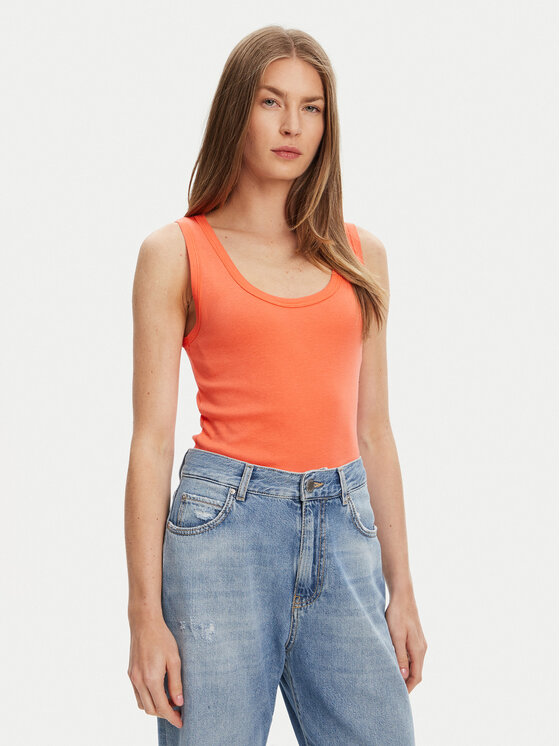 United Colors Of Benetton топ 3GA2DH010 Оранжев Slim Fit за Жени цена