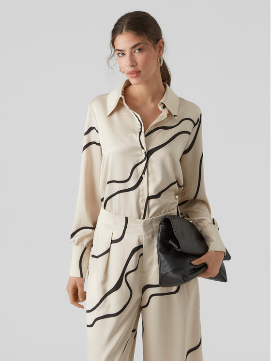 Vero Moda Риза 10295431 Екрю Regular Fit за Жени цена