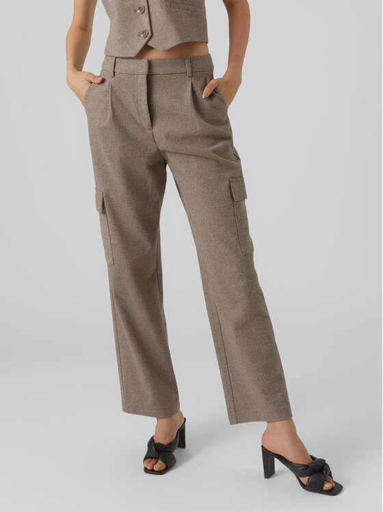 Vero Moda Текстилни панталони 10297422 Сив Straight Fit за Жени цена