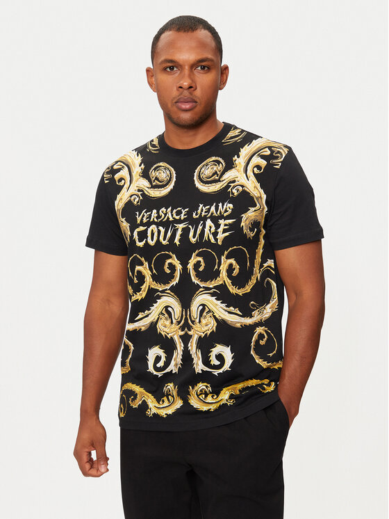 Versace Jeans Couture Тишърт 77GAH6SC Черен Regular Fit за Мъже цена