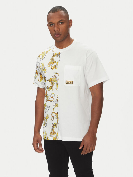 Versace Jeans Couture Тишърт 78GAH609 Бял Regular Fit за Мъже цена