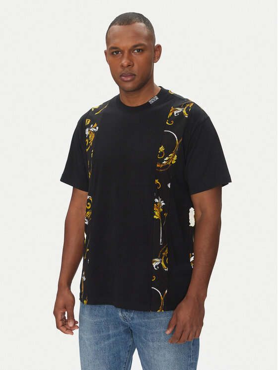 Versace Jeans Couture Тишърт 78GAH615 Черен Regular Fit за Мъже цена
