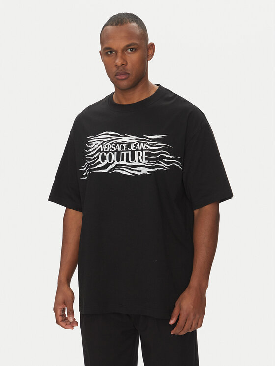 Versace Jeans Couture Тишърт 78GAH6L1 Черен Regular Fit за Мъже цена