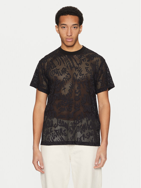 Versace Jeans Couture Тишърт 78GAH6R0 Черен Regular Fit за Мъже цена