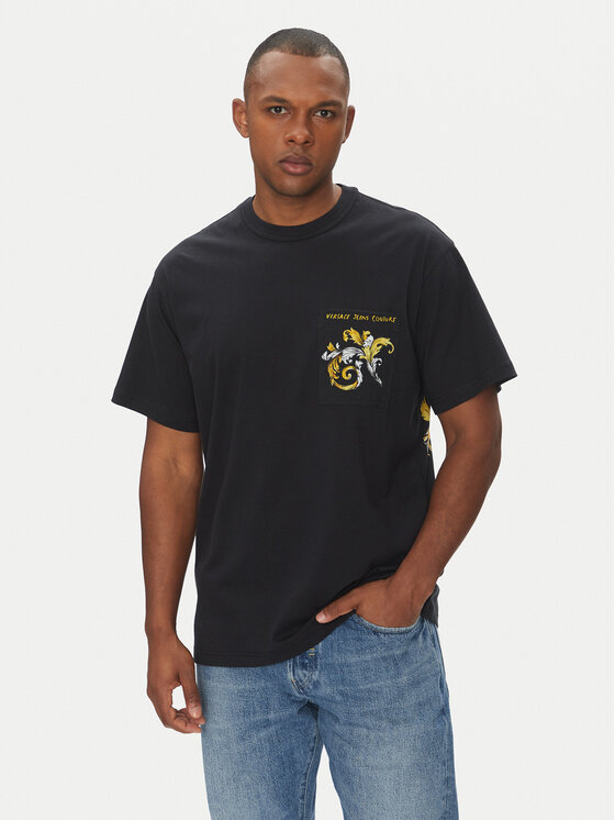 Versace Jeans Couture Тишърт 78GAH6RB Черен Regular Fit за Мъже цена