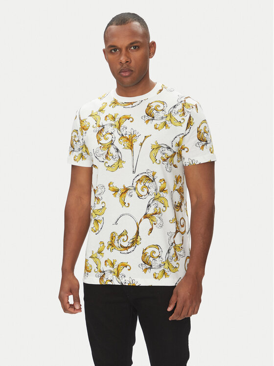 Versace Jeans Couture Тишърт 78GAH6S0 Бял Regular Fit за Мъже цена