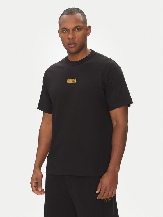 Versace Jeans Couture Тишърт 78GAHT08 Черен Regular Fit за Мъже цена