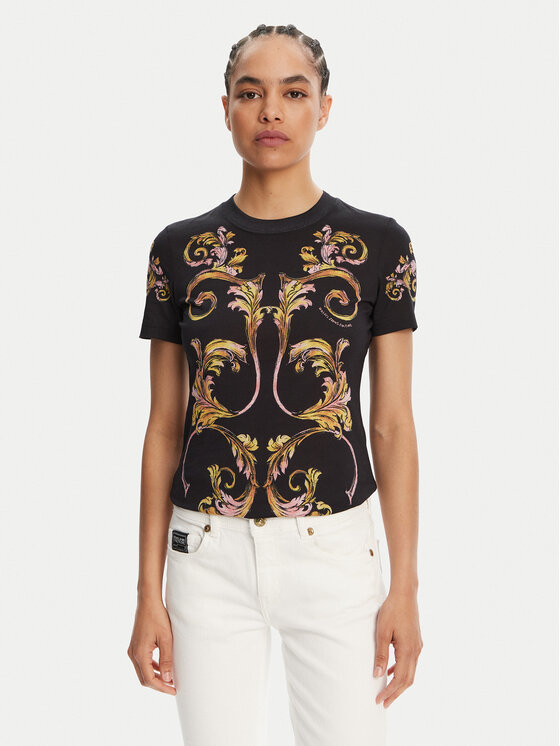 Versace Jeans Couture Тишърт 78HAH6P8 Черен Slim Fit за Жени цена